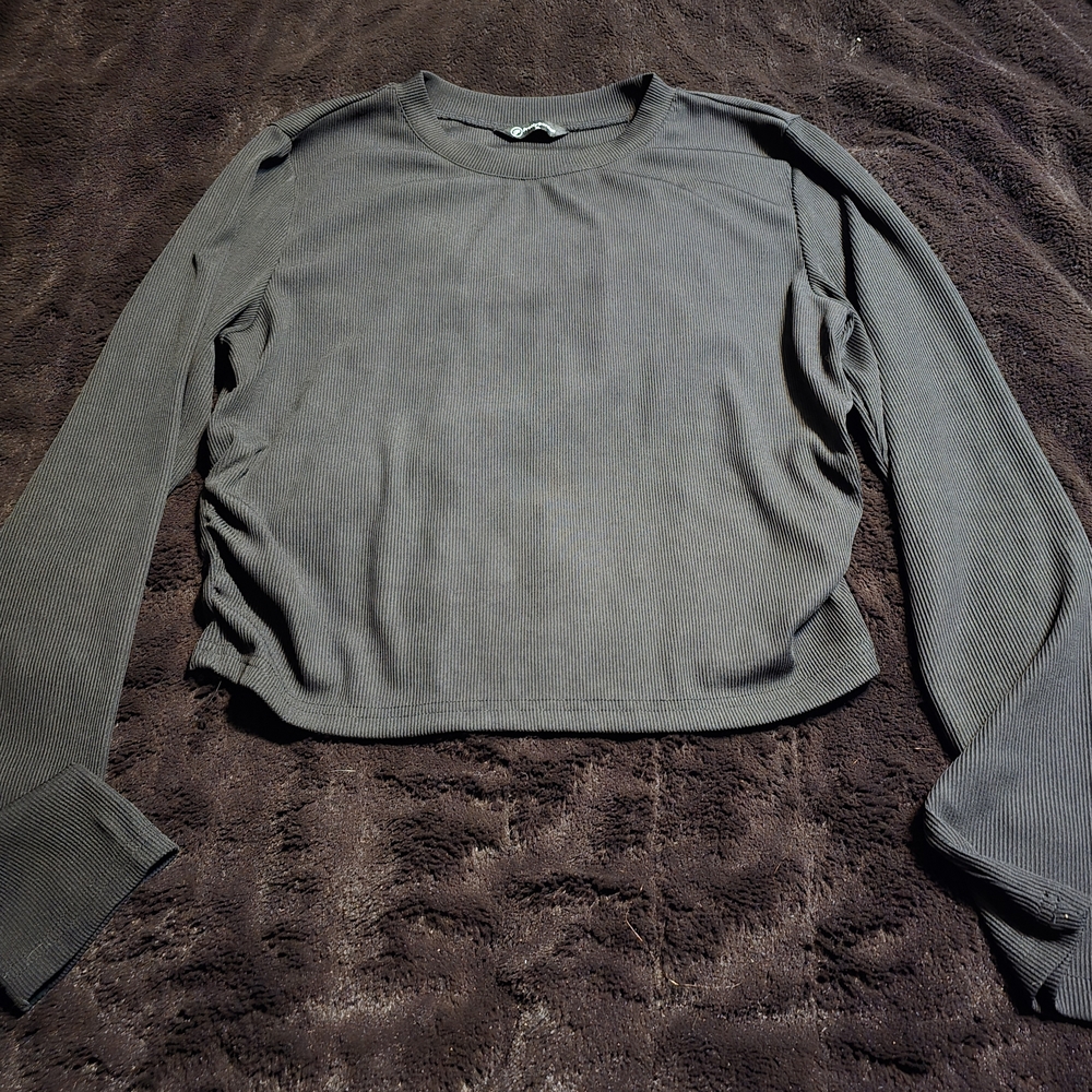 Elegant Charcoal Long Sleeve Women's Top